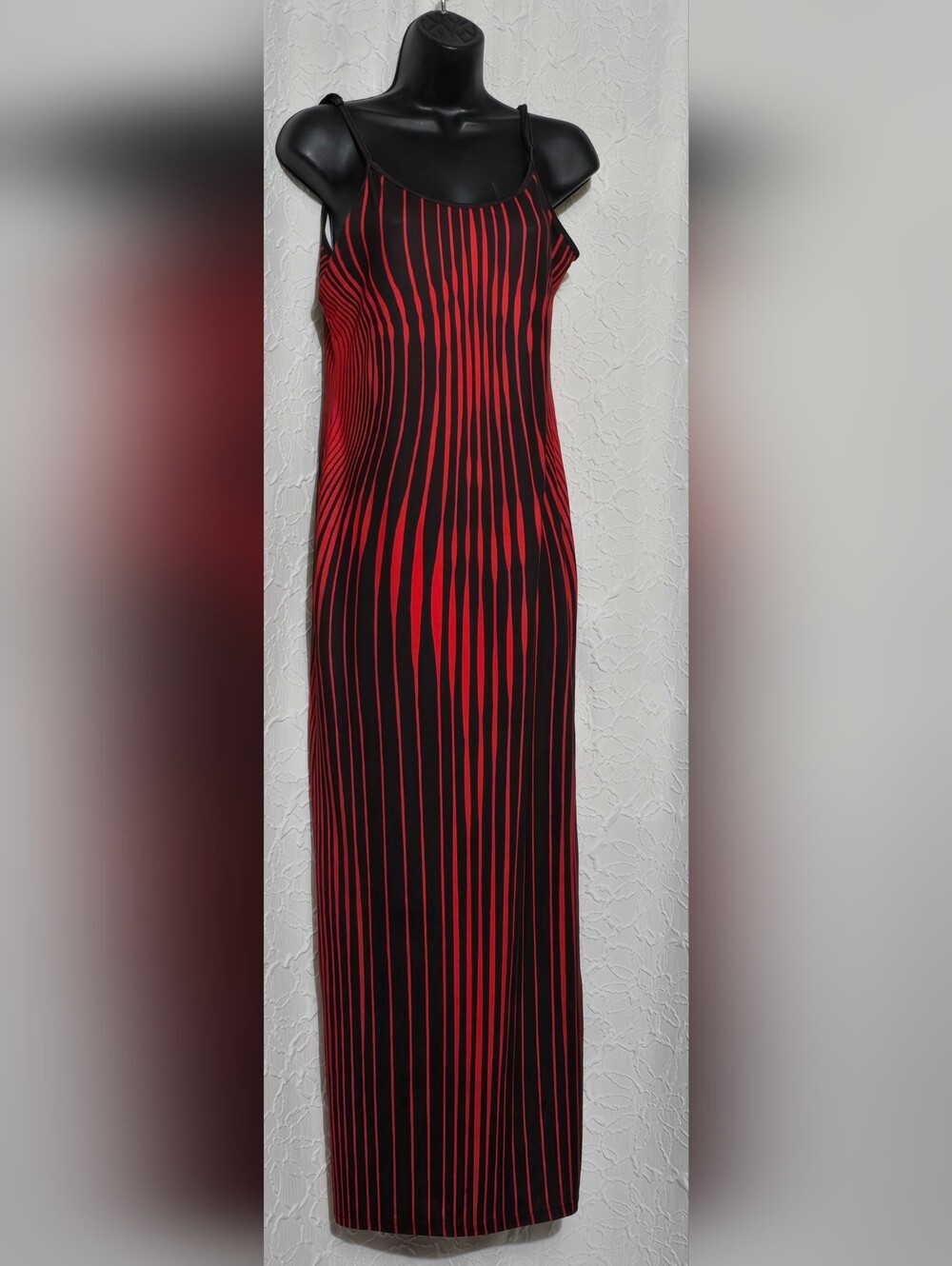 SHEIN Red & Brown Print Bodycon Spaghetti Strap Low Back Maxi Dress Sz M